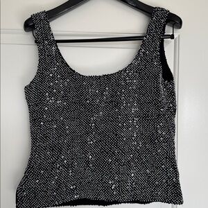 Ellen Tracy Sparkling Black Sequin Tank Top